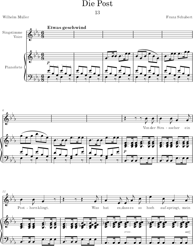 Die Post (Winterreise, D.911) - Schubert — first page preview