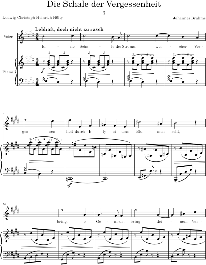 Die Schale der Vergessenheit (4 Gesänge, Op.46) - Brahms — first page preview