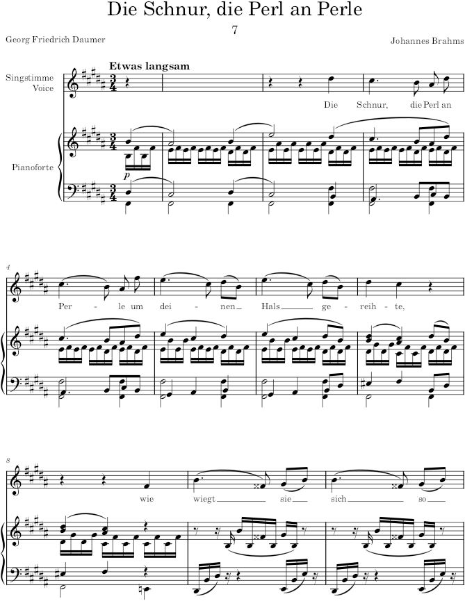 Die Schnur, die Perl an Perle (8 Lieder und Gesänge, Op.57) - Brahms — first page preview
