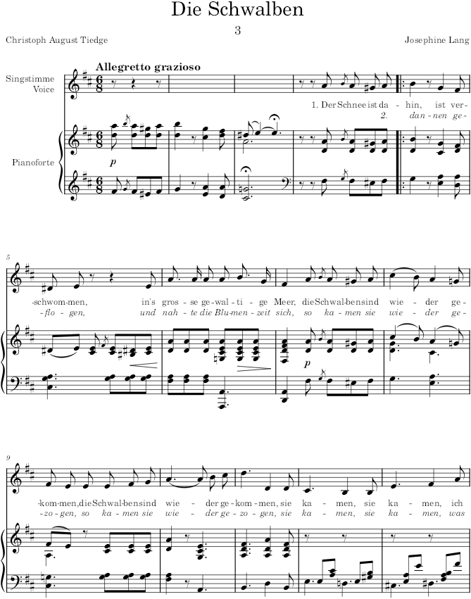 Die Schwalben (6 Lieder, Op.10) - Lang — first page preview