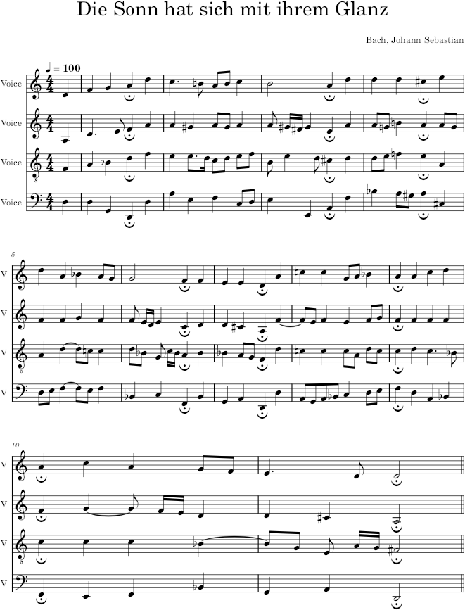 Die Sonn hat sich mit ihrem Glanz, BWV 297 - Bach — first page preview