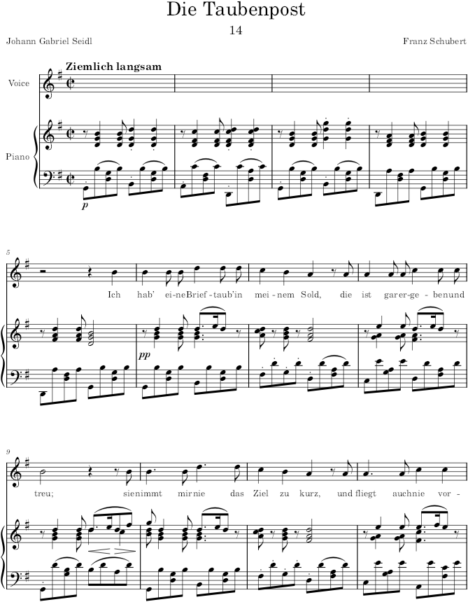 Die Taubenpost (Schwanengesang, D.957) - Schubert — first page preview