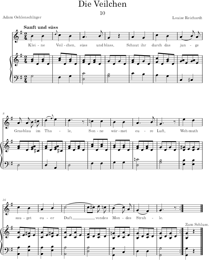 Die Veilchen (12 Gesänge) - Reichardt — first page preview