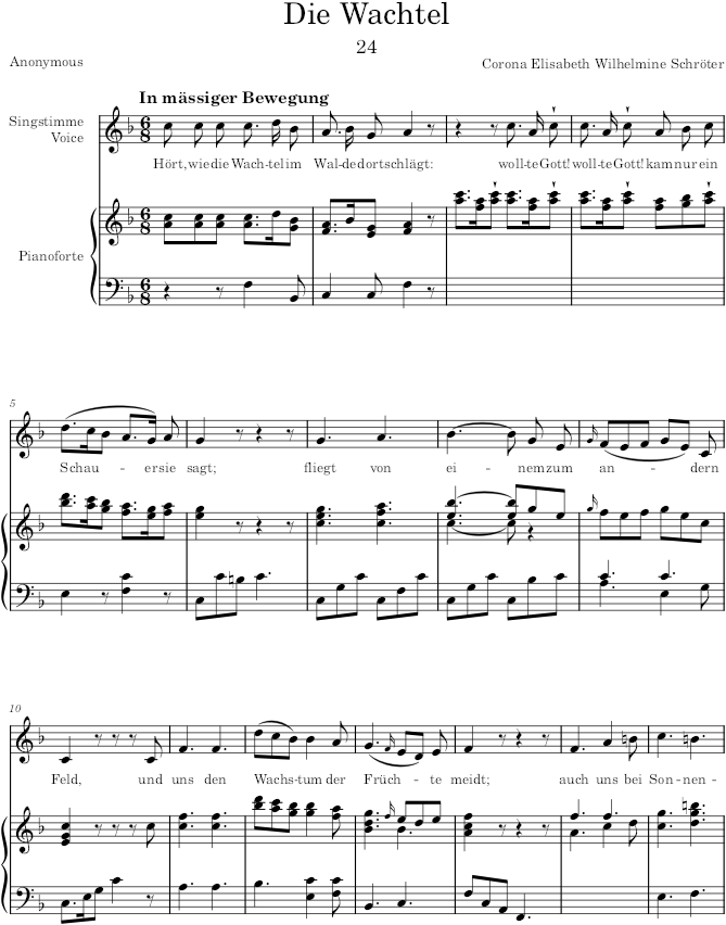 Die Wachtel (25 Lieder) - Schröter — first page preview