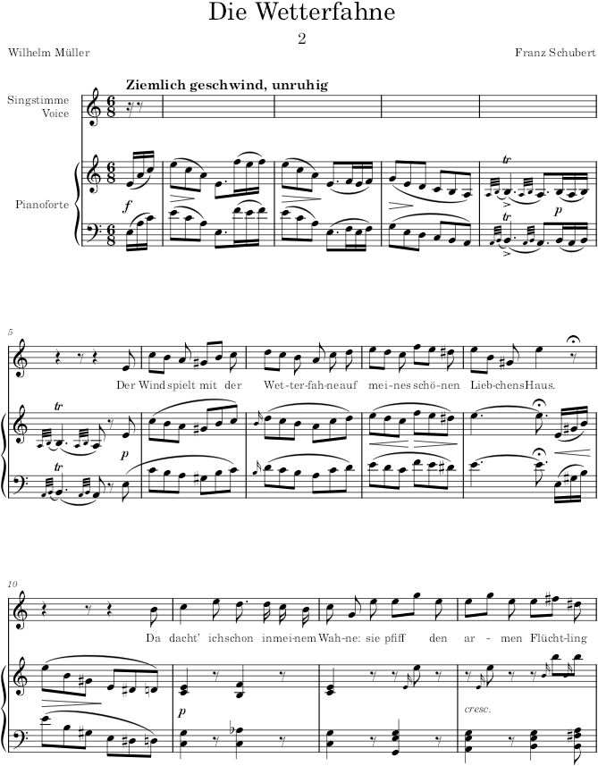 Die Wetterfahne (Winterreise, D.911) - Schubert — first page preview