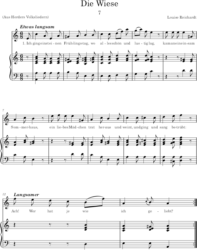 Die Wiese (12 Gesänge, Op.3) - Reichardt — first page preview