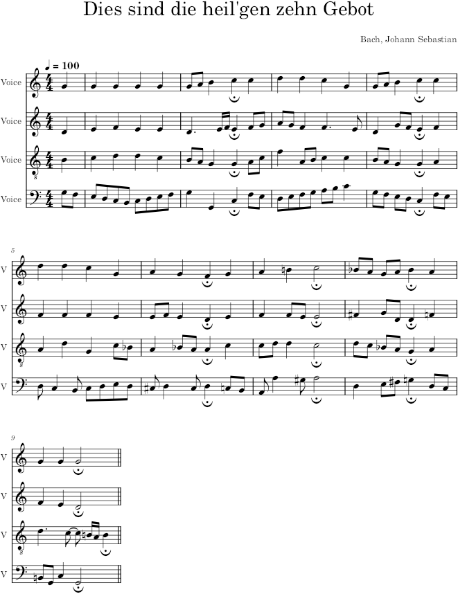 Dies sind die heil'gen zehn Gebot, BWV 298 - Bach — first page preview