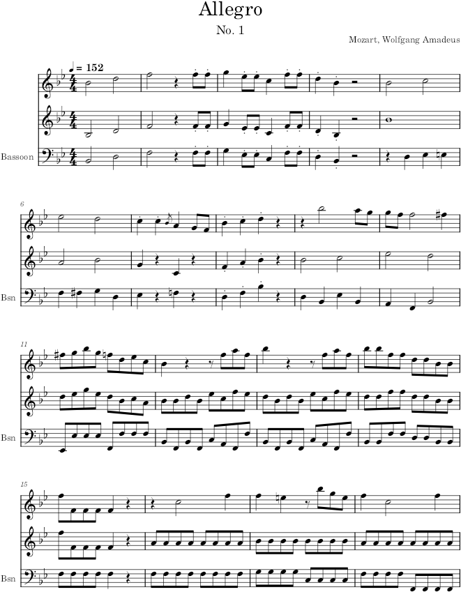 Divertimento IV in B-flat Major - Mozart — first page preview