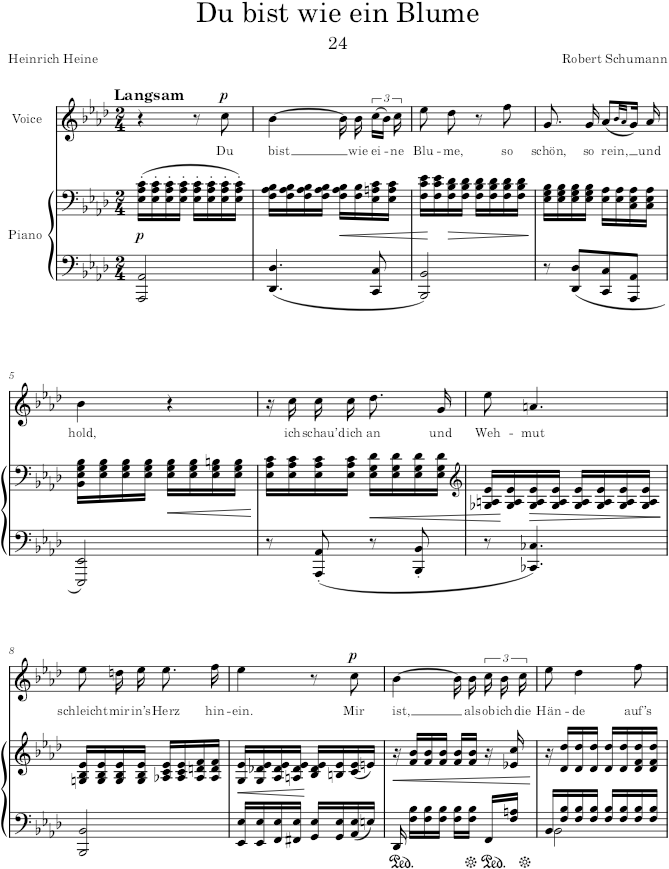 Du bist wie ein Blume (Myrthen, Op.25) - Schumann — first page preview