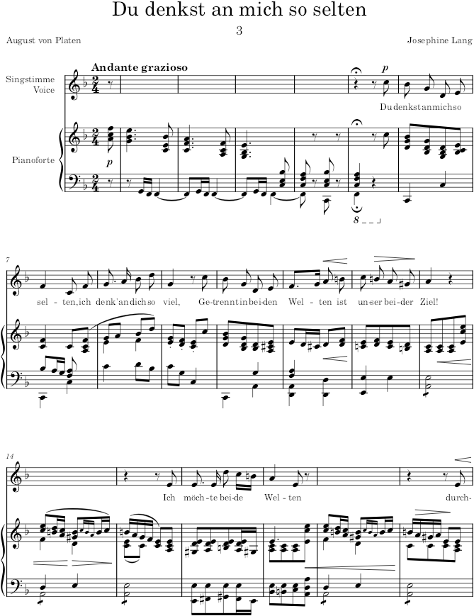 Du denkst an mich so selten (6 Lieder, Op.26) - Lang — first page preview