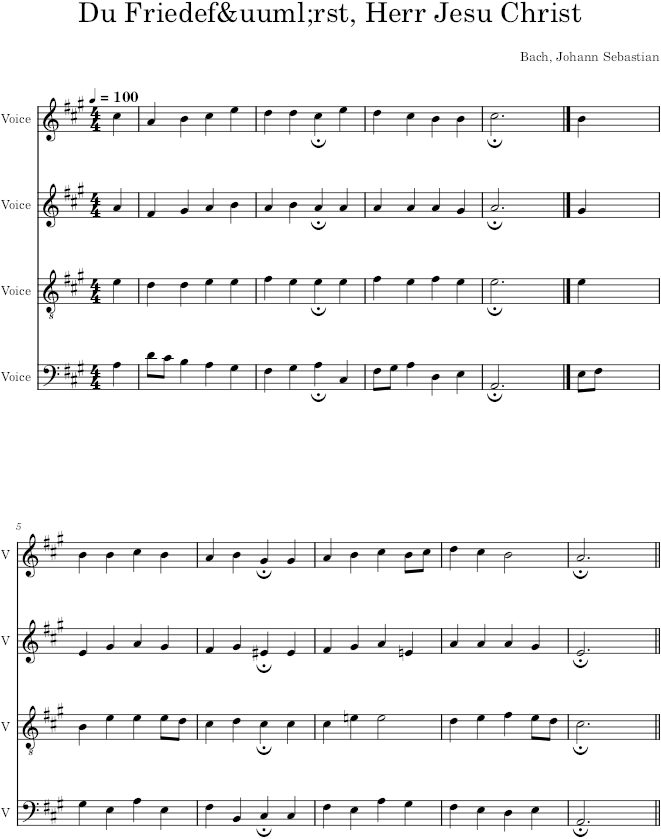 Du Friedefürst, Herr Jesu Christ, BWV 67/7 - Bach — first page preview