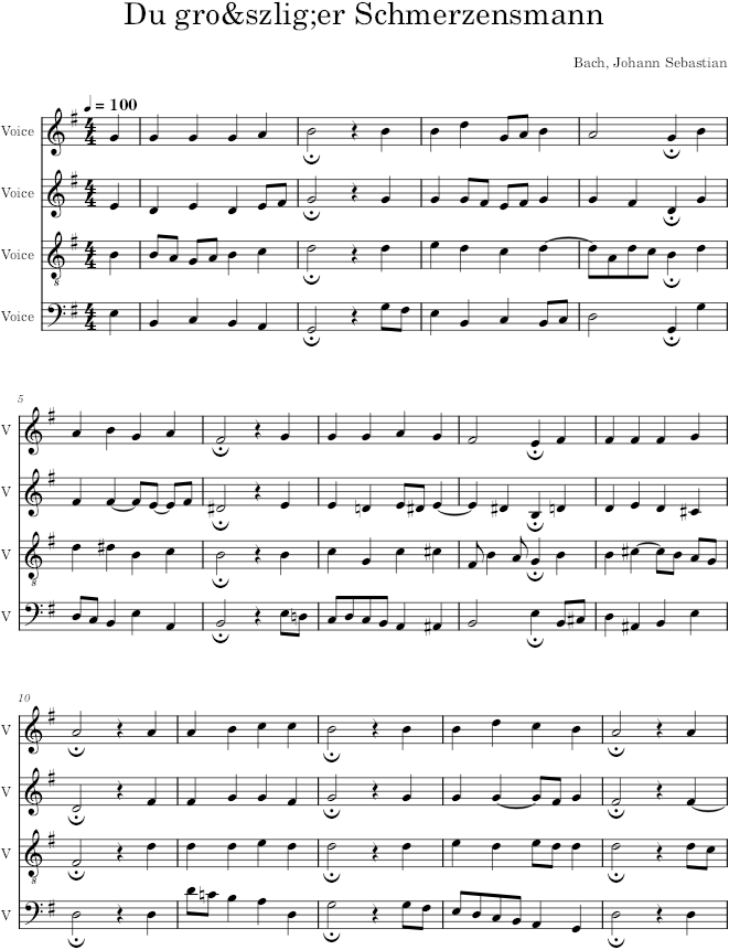 Du großer Schmerzensmann, BWV 300 - Bach — first page preview