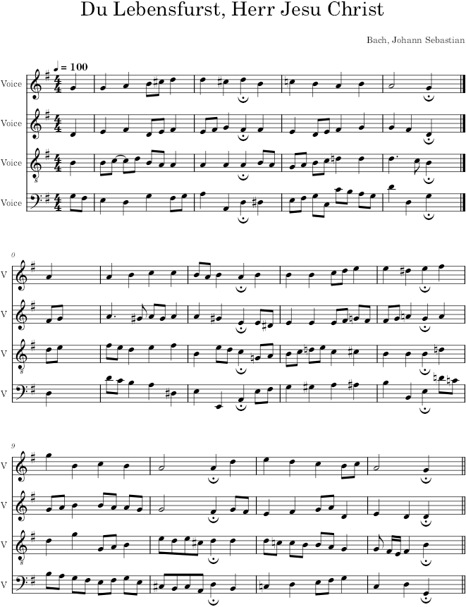 Du Lebensfurst, Herr Jesu Christ, BWV 248/12 - Bach — first page preview
