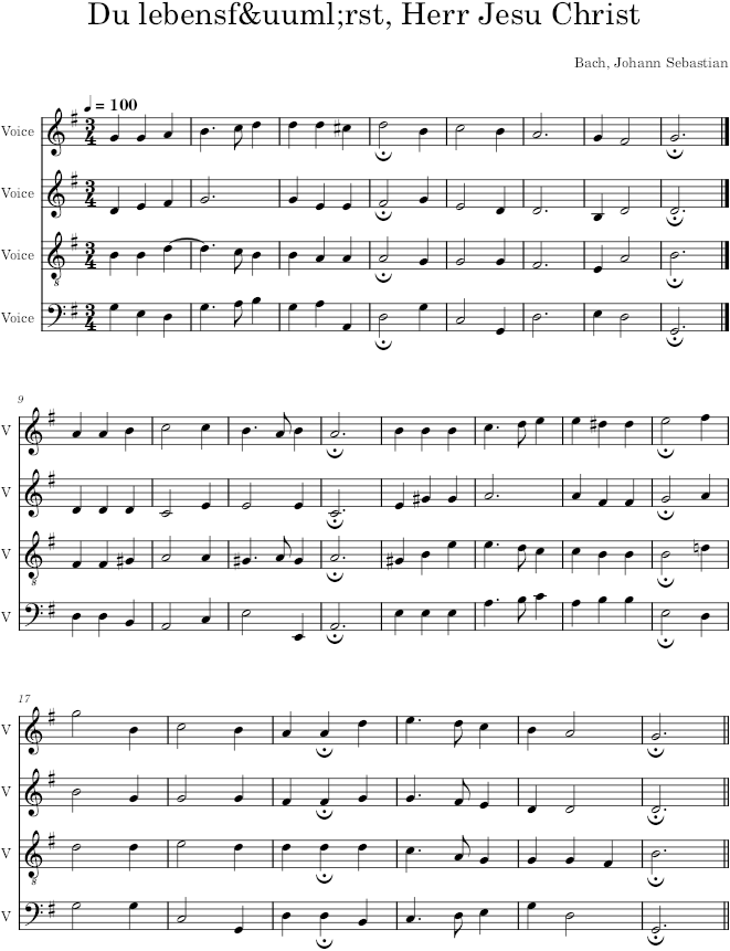 Du lebensfürst, Herr Jesu Christ, BWV 43/11 - Bach — first page preview