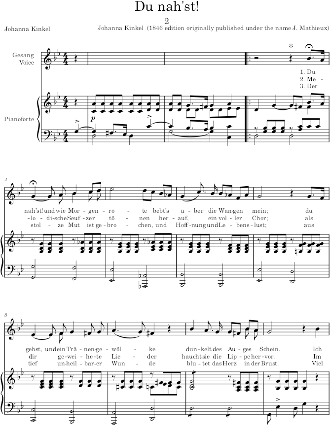 Du nah’st! (6 Lieder, Op.15) - Kinkel — first page preview
