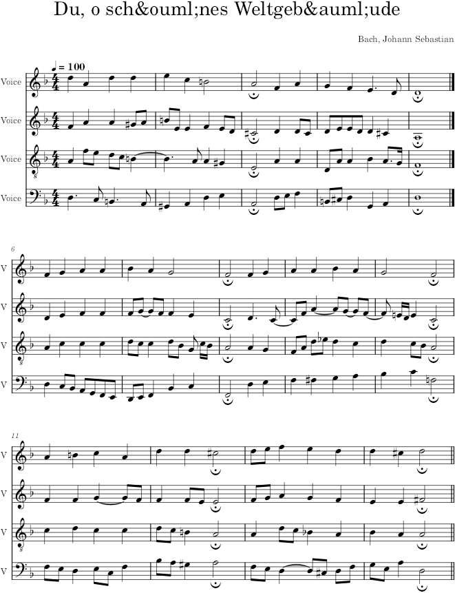 Du, o schönes Weltgebäude, BWV 301 - Bach — first page preview