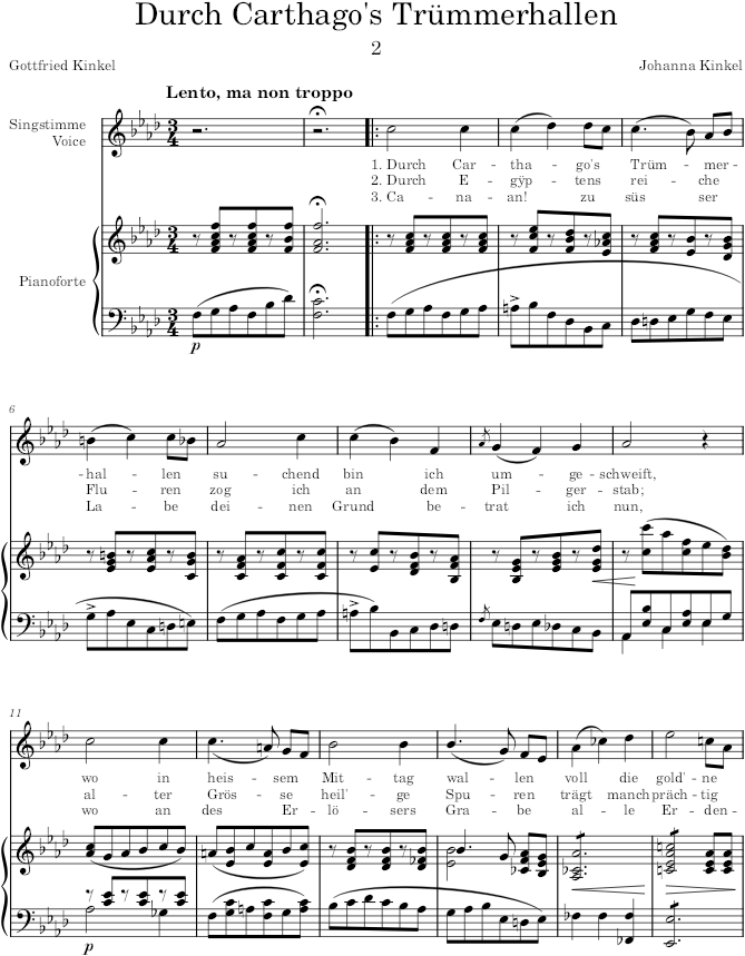 Durch Carthago’s Trümmerhallen (6 Lieder, Op.19) - Kinkel — first page preview