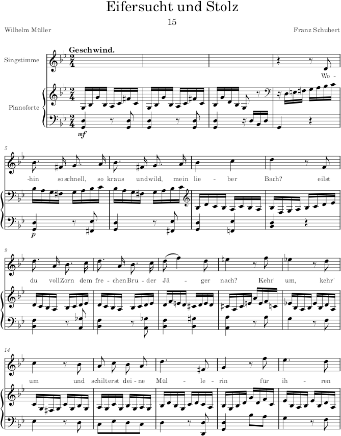 Eifersucht und Stolz (Die schöne Müllerin, D.795) - Schubert — first page preview