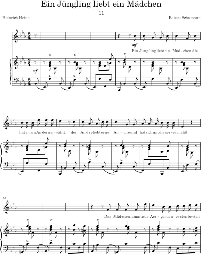 Ein Jüngling liebt ein Mädchen (Dichterliebe, Op.48) - Schumann — first page preview