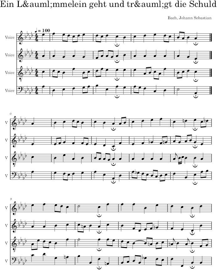 Ein Lämmelein geht und trägt die Schuld, BWV 267 - Bach — first page preview