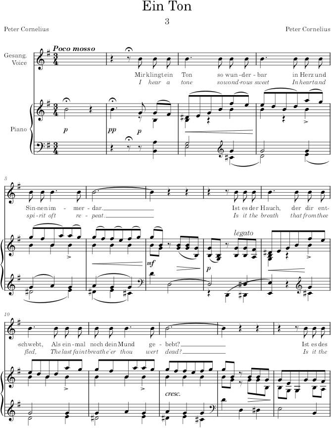 Ein Ton (Trauer und Trost, Op.3) - Cornelius — first page preview