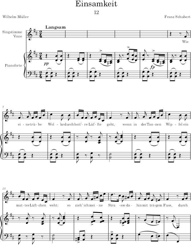 Einsamkeit (Urspruengliche Fassung) (Winterreise, D.911) - Schubert — first page preview