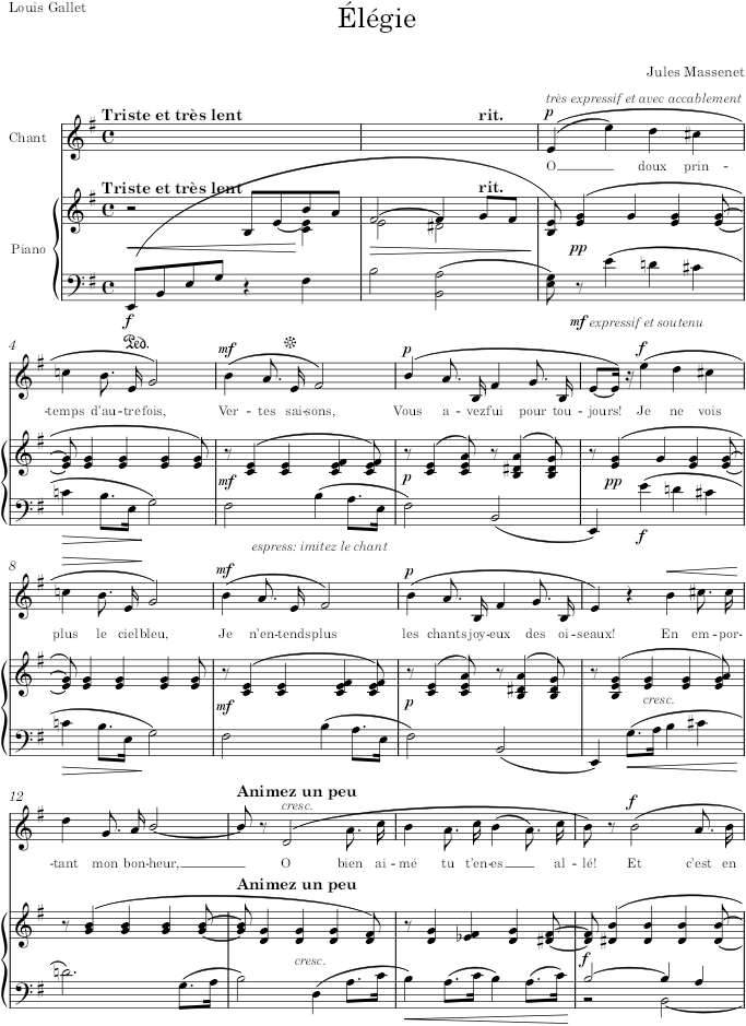 Élégie - Massenet — first page preview