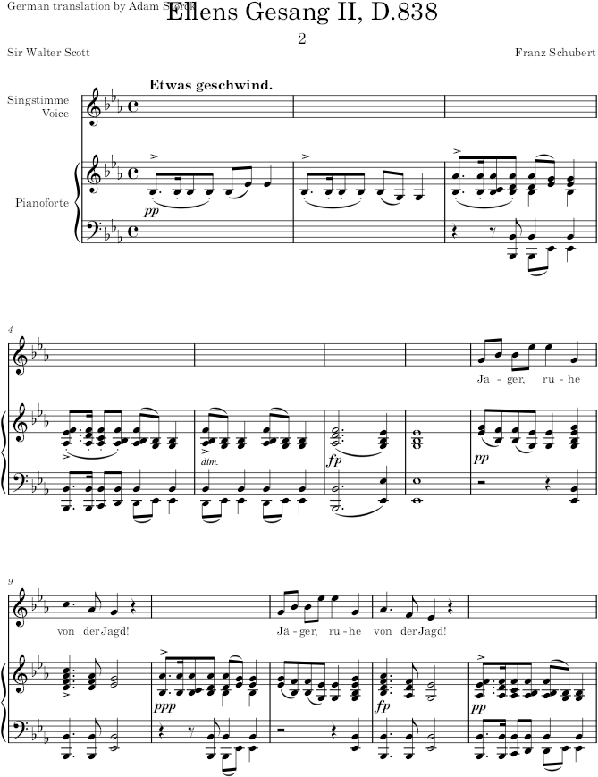 Ellens Gesang II, D.838 (Op.52) - Schubert — first page preview