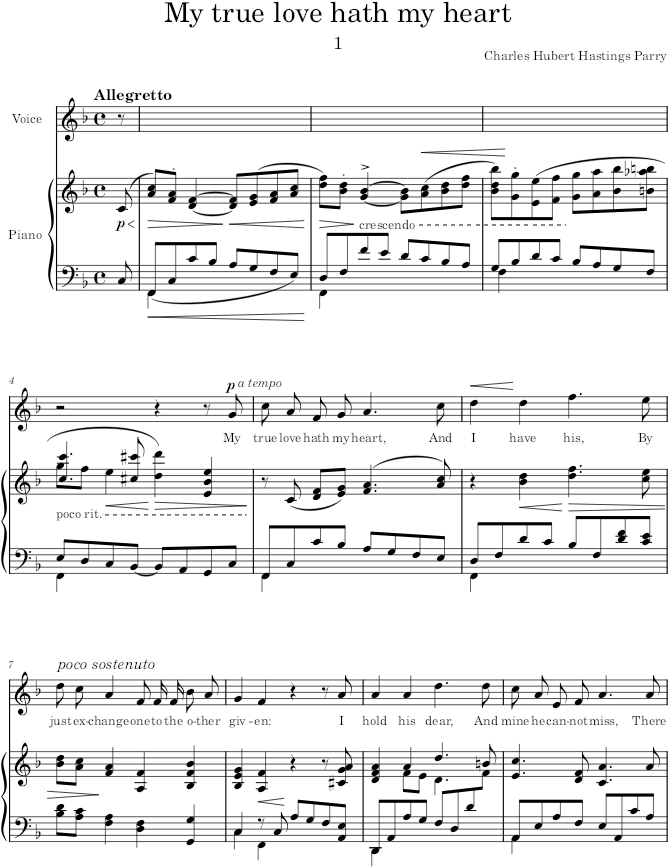 English Lyrics (1st Set) - Parry — first page preview