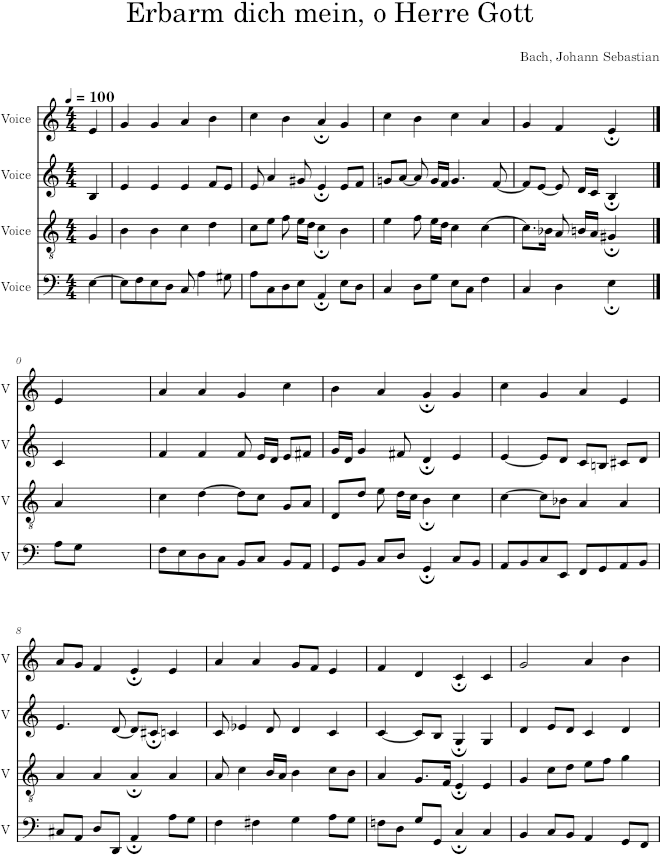 Erbarm dich mein, o Herre Gott, BWV 305 - Bach — first page preview