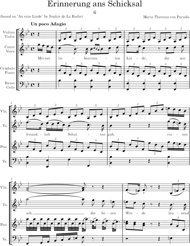 Erinnerung ans Schicksal (12 Lieder, 1786) - Paradis — first page preview