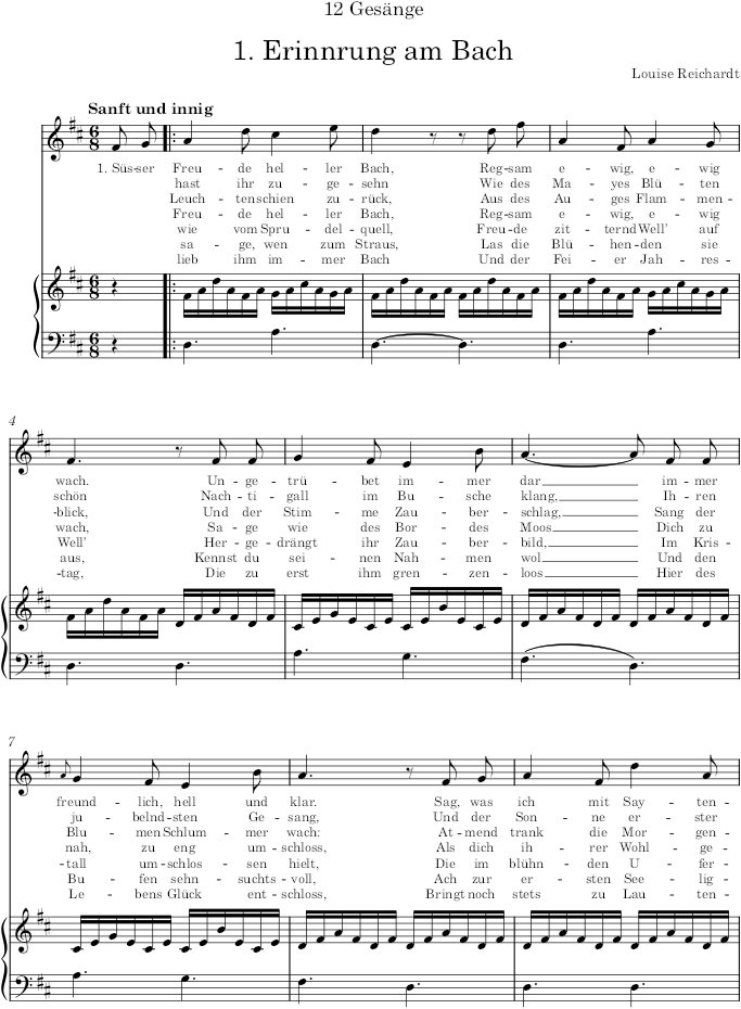 Erinnrung zum Bach (12 Gesänge) - Reichardt — first page preview