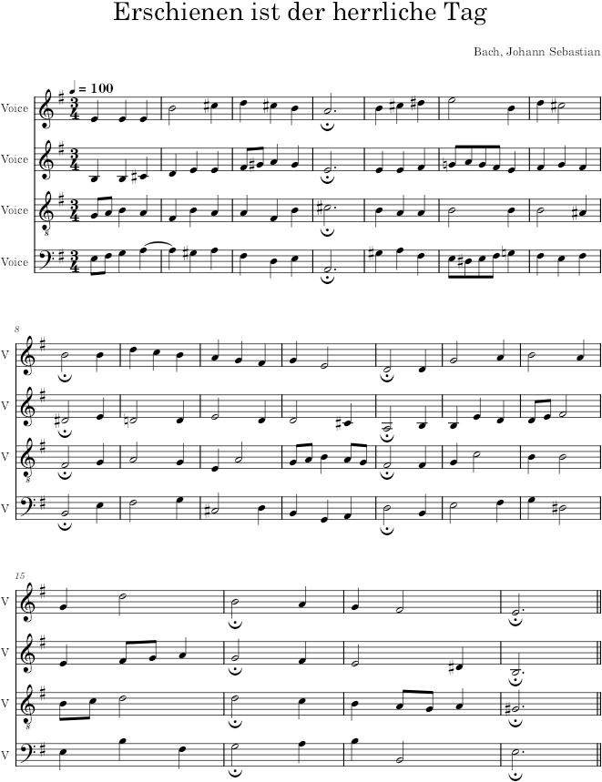 Erschienen ist der herrliche Tag, BWV 145/5 - Bach — first page preview