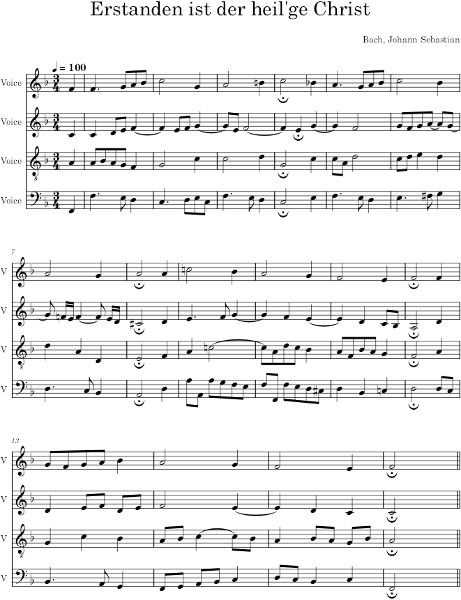 Erstanden ist der heil'ge Christ, BWV 306 - Bach — first page preview