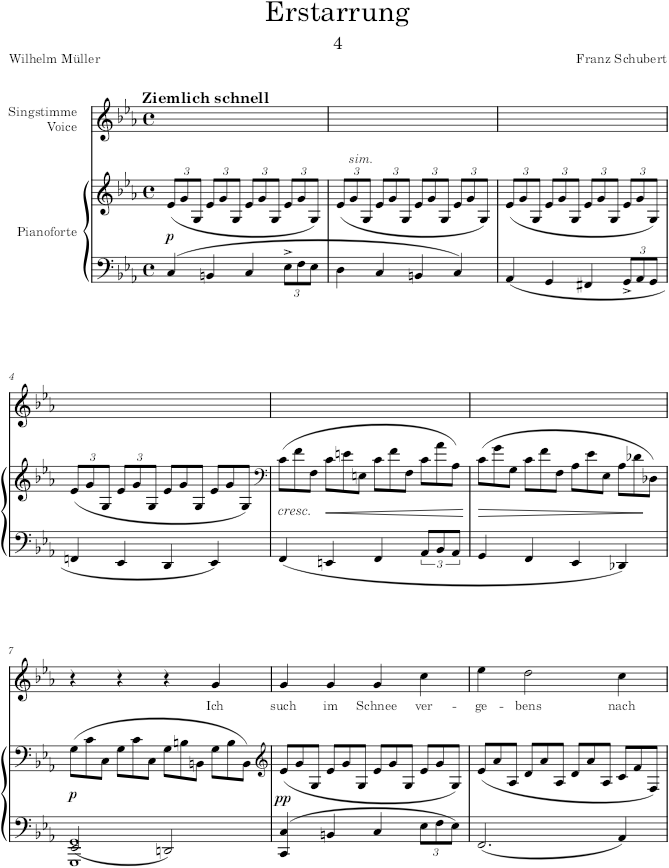 Erstarrung (Winterreise, D.911) - Schubert — first page preview