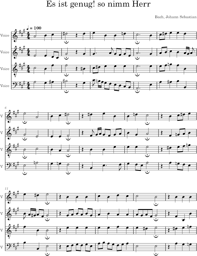 Es ist genug! so nimm Herr, BWV 60/5 - Bach — first page preview