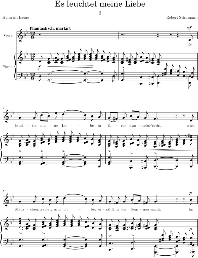 Es leuchtet meine Liebe (5 Lieder und Gesänge, Op.127) - Schumann — first page preview