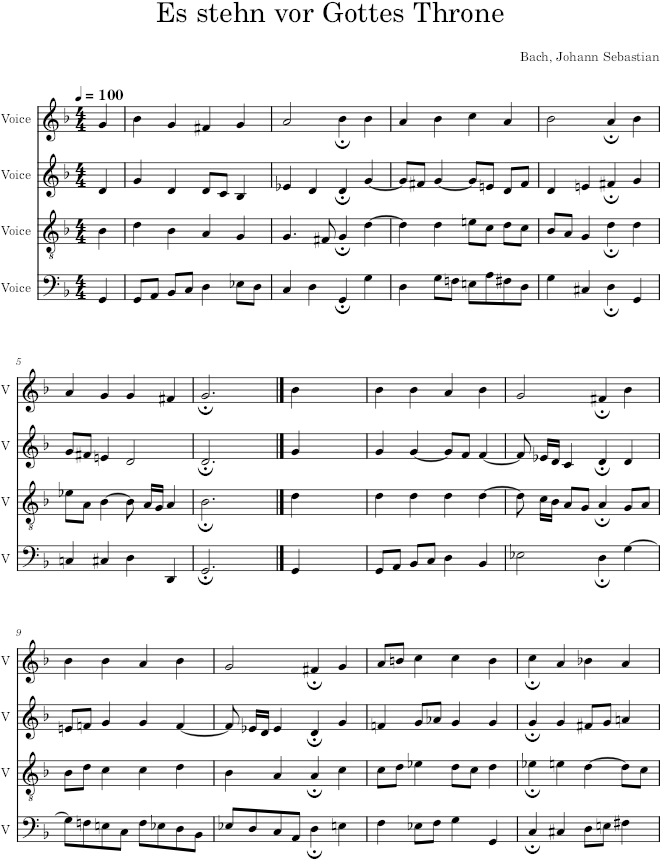 Es stehn vor Gottes Throne, BWV 309 - Bach — first page preview