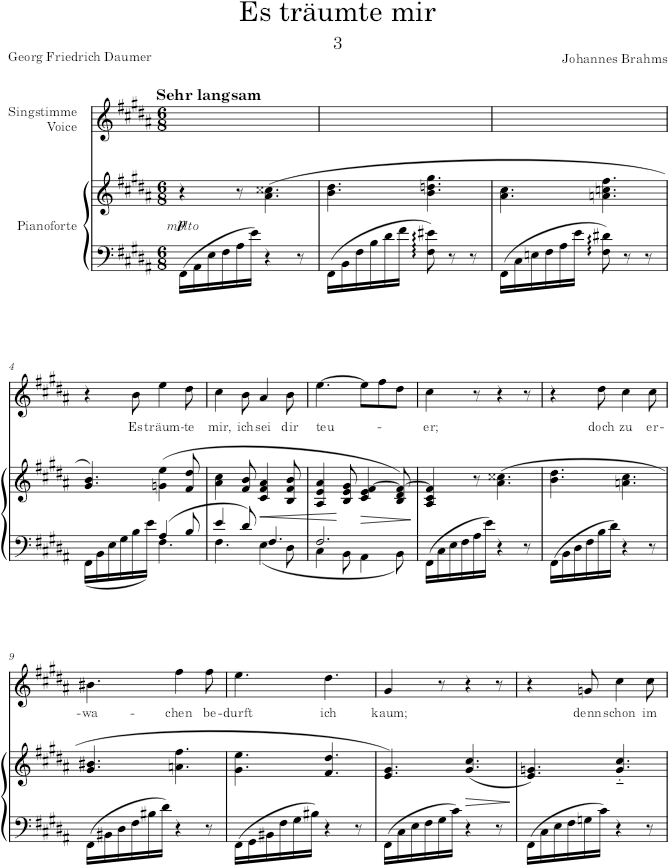 Es träumte mir (8 Lieder und Gesänge, Op.57) - Brahms — first page preview