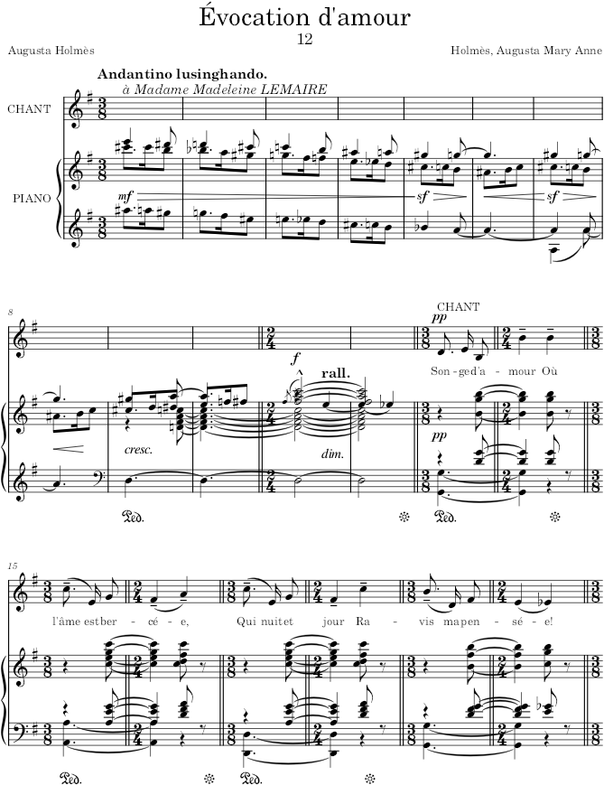 Évocation d’amour (20 Mélodies) - Holmès — first page preview