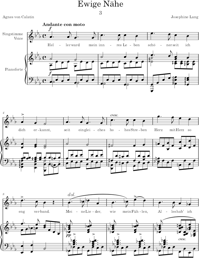 Ewige Nähe (3 Lieder, Op.8) - Lang — first page preview