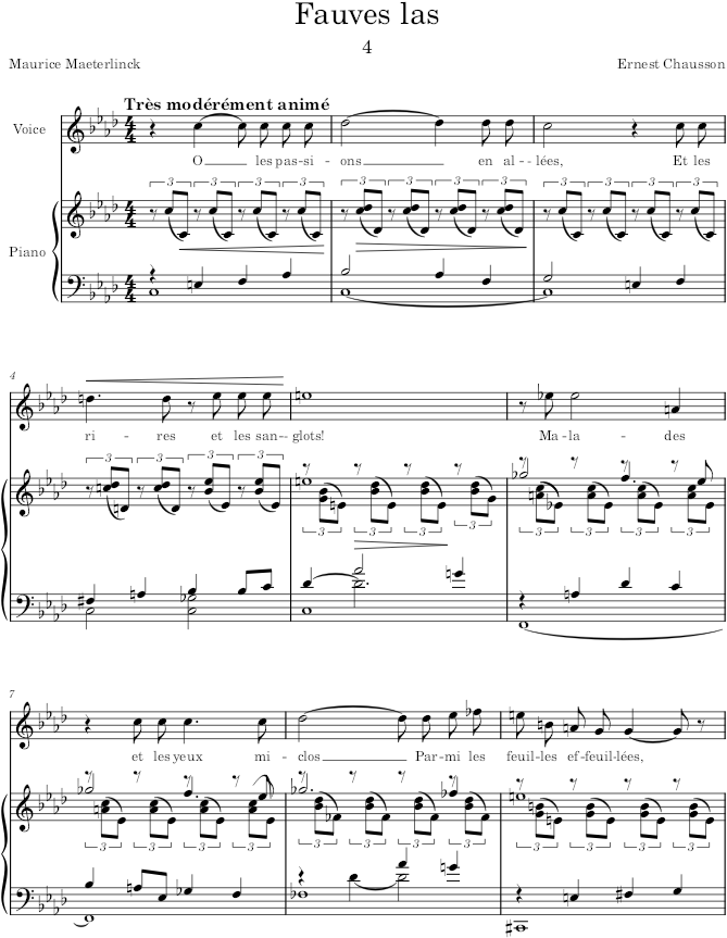 Fauves las (Serres chaudes, Op.24) - Chausson — first page preview
