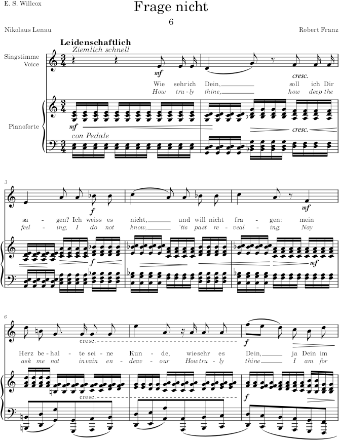 Frage nicht (6 Gesänge, Op.14) - Franz — first page preview
