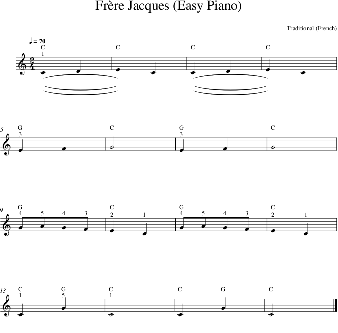 Frère Jacques (Easy Piano) — first page preview