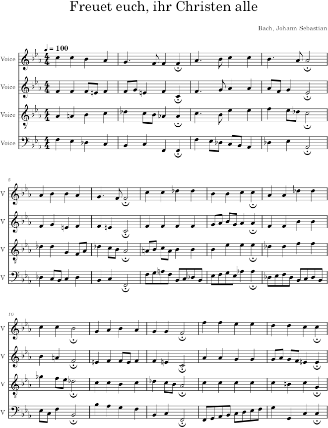 Freuet euch, ihr Christen alle, BWV 40/8 - Bach — first page preview