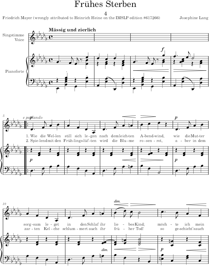 Frühes Sterben (6 Lieder, Op.26) - Lang — first page preview
