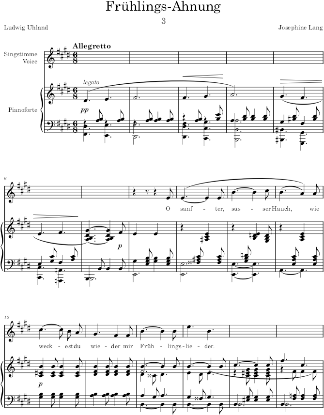 Frühlings-Ahnung (6 Deutsche Lieder, Op.11) - Lang — first page preview