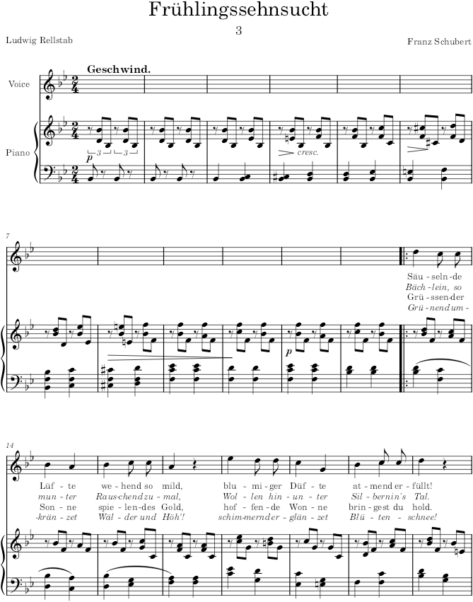 Frühlingssehnsucht (Schwanengesang, D.957) - Schubert — first page preview