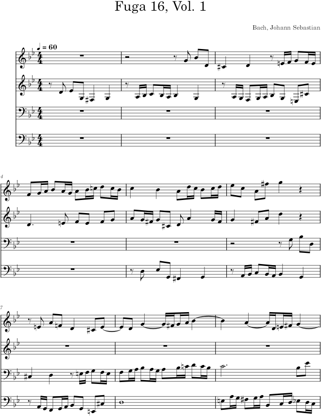 Well-Tempered Clavier, Book 1, Fugue No. 16 in G Minor, BWV 861 - Bach — first page preview
