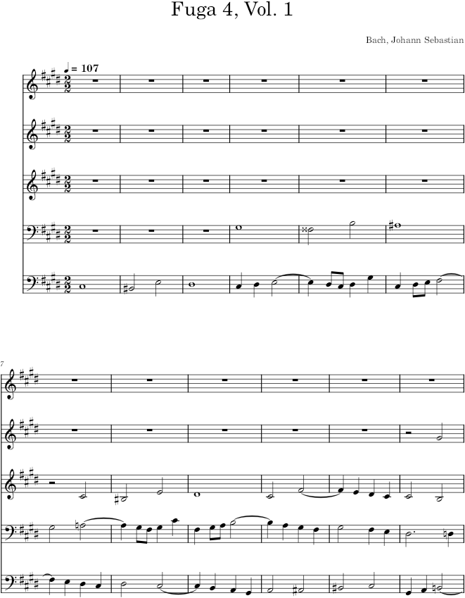 Well-Tempered Clavier, Book 1, Fugue No. 4 in C-sharp Minor, BWV 849 - Bach — first page preview
